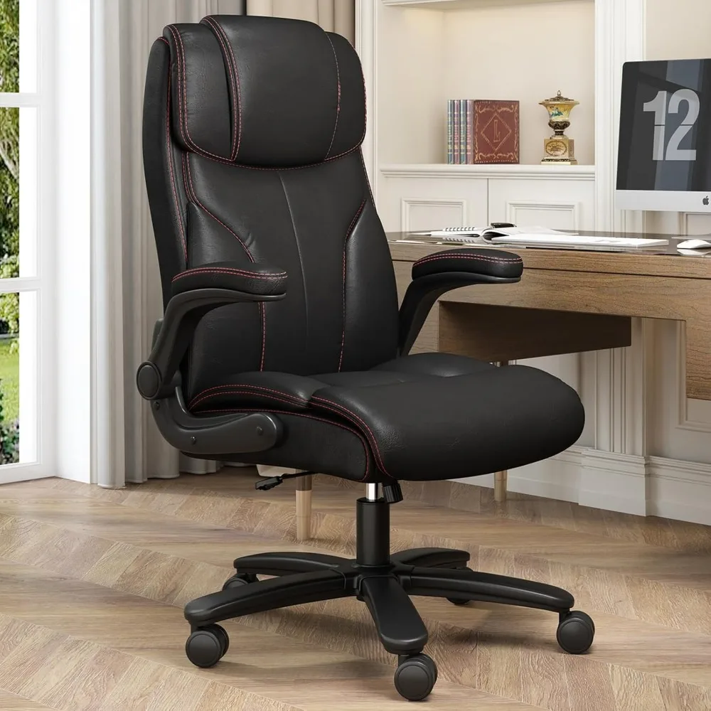 

Office Chair Big and Tall 400lbs, High Back Executive Office Chair Flip Up Arms, Breathable Leather Home Office Computer Desk Ch