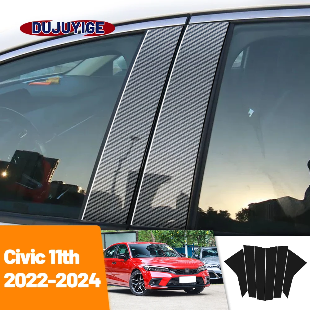 

For Honda Civic 11th 2022-2024 2023 Carbon Fiber Window Door Column Deal B C Pillar Post Cover Trim Sticker