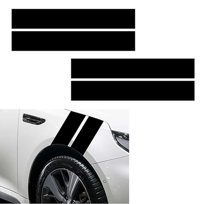 4pcs Racing stripes car wheel fender decals, PVC waterproof stickers, car body side fender decorative stickers