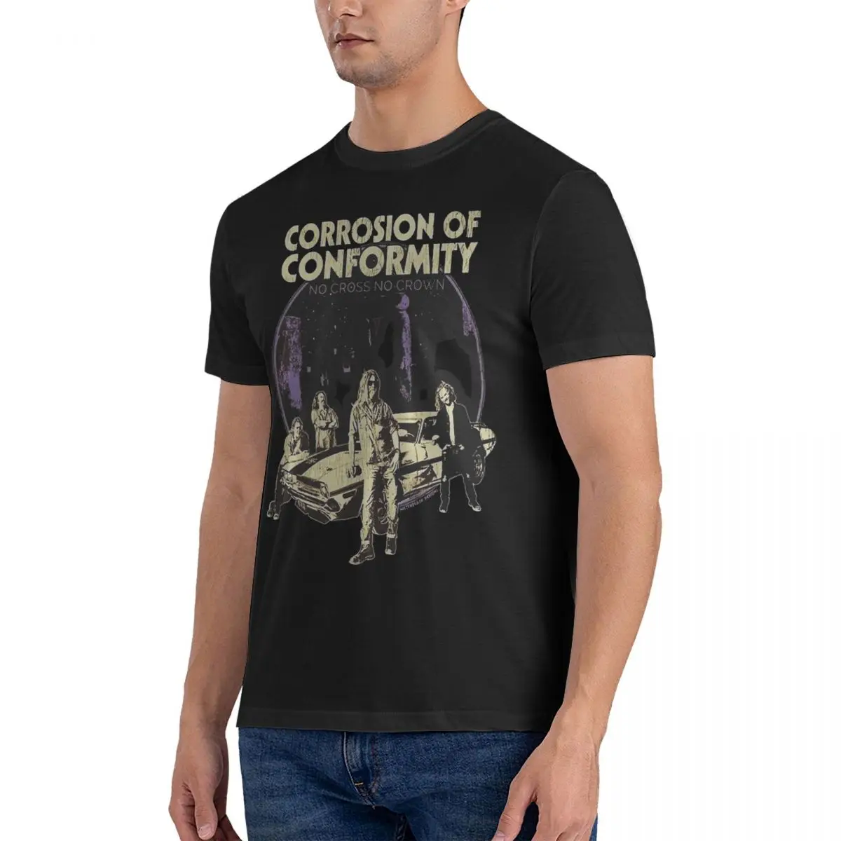 Men's T-Shirts Heavy Metal Band Fun 100% Cotton Tee Shirt Short Sleeve Corrosion Of Conformity T Shirts O Neck Tops Summer