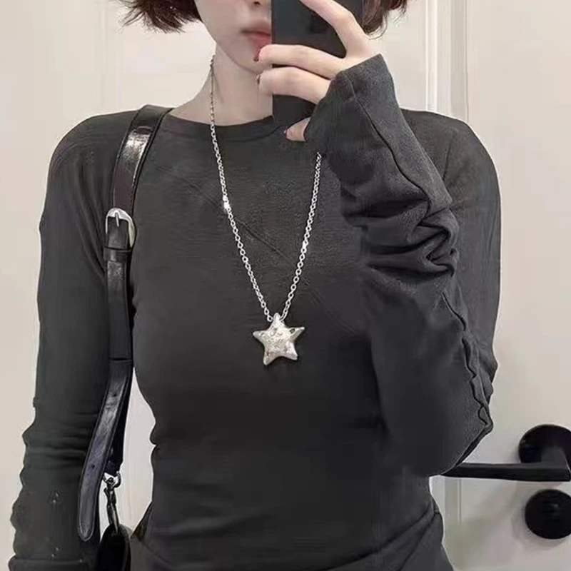 Минималистское-ожерелье-с-подвеской-в-​​виде-звезды-из-сплава-и-ослепительного-циркона-очаровательная-цепочка-на-шею-ювелирные