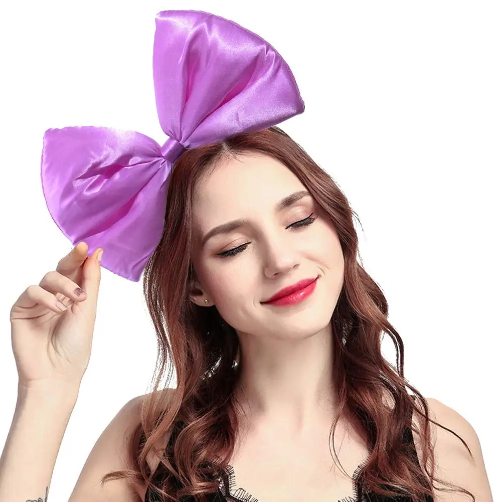 Faixa de cabeça feminina com laço enorme, acessórios de argola de cabelo, adereços de festa, fantasia de festival de aniversário para mulheres e meninas, presente de moda