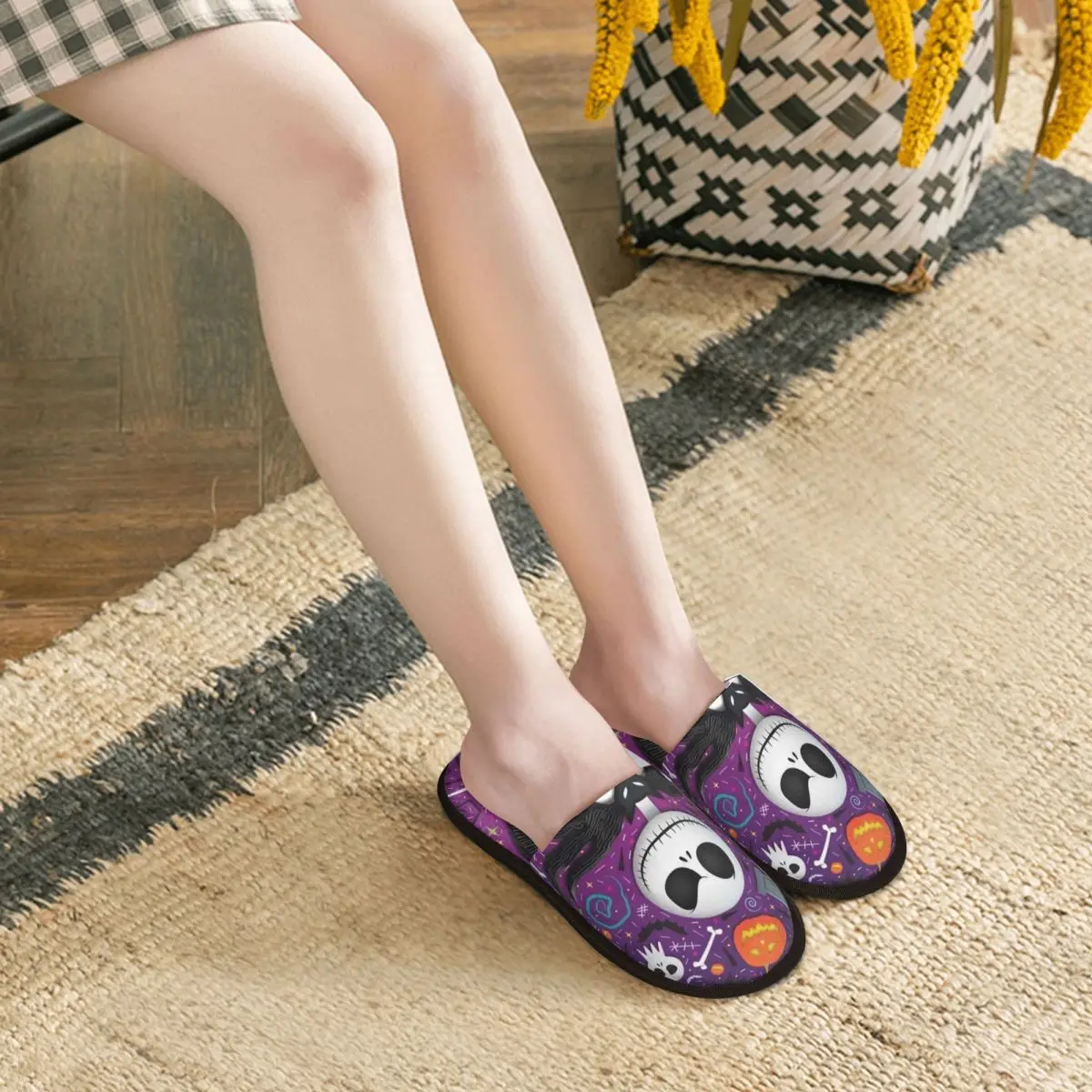 Sandal wanita, sandal rumah labu untuk Spa wanita Jack Skellington