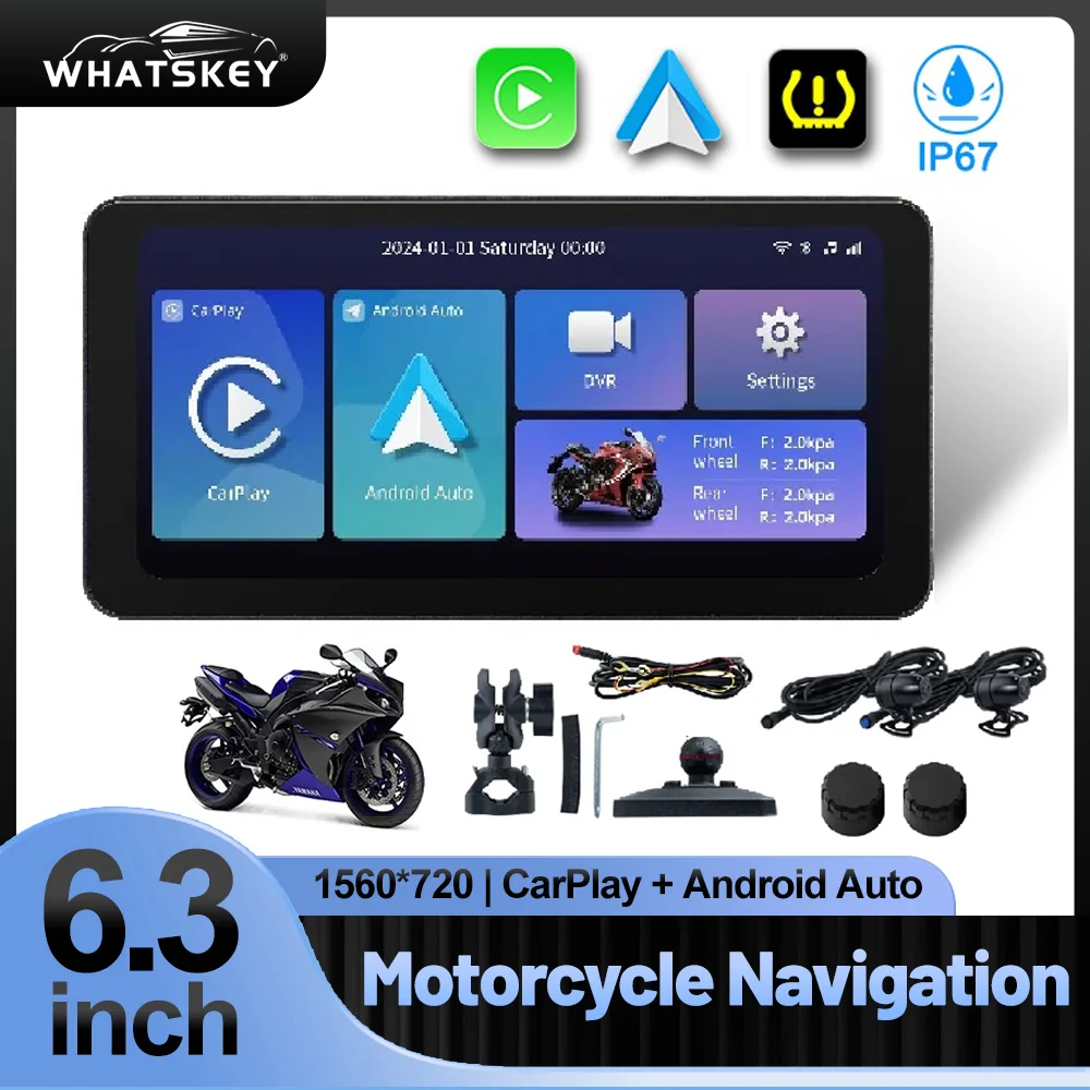

L300 6.3 Inch IPS Touch Display Motocycle Carplay Moto Navigation Android Auto IPX7 Waterproof Dustproof Anti-Drop for Underbone