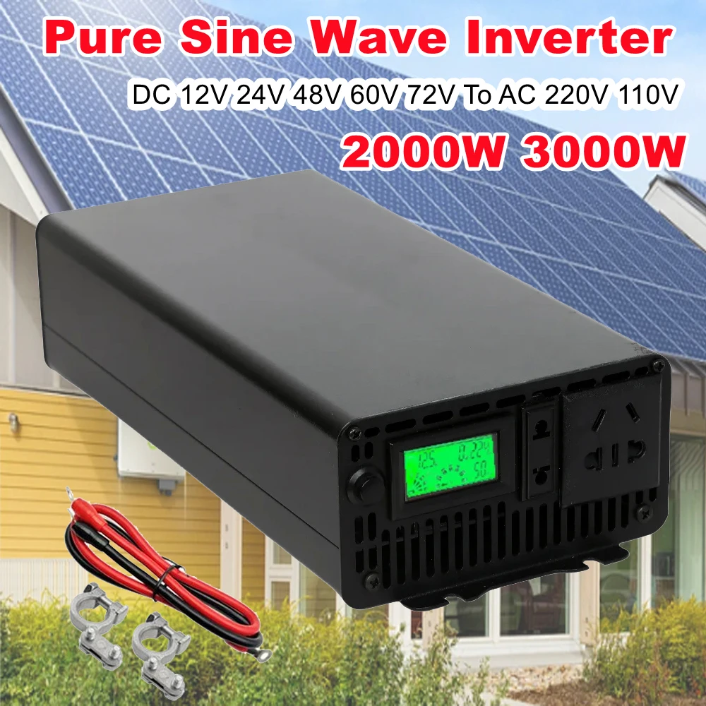 

Pure Sine Wave Inverter 12V 24V 48V 60V 72V To AC 110V 220V 230V 2000W 3000W Car Inverter Voltage Converters Power Transformer