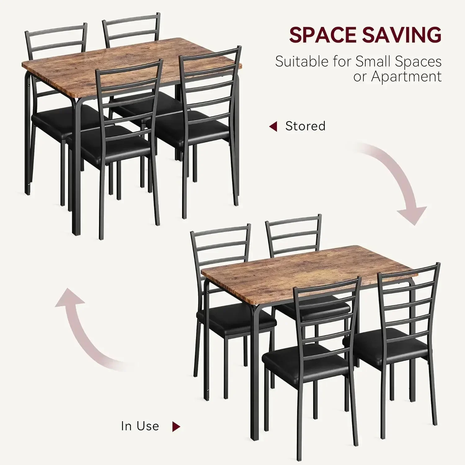 

[Free Shipping, New Arrival!]5-Piece Kitchen Dining Room Table Chair Set for Small Space, Indoor Modern Dinette Set for 4,Square