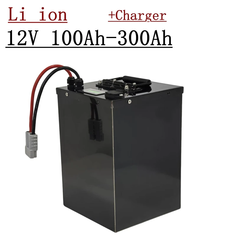 Powerful 12V 100Ah-300Ah lithium ion battery pack built-in BMS for RV solar system Steamer Machine motorhome UPS + charger