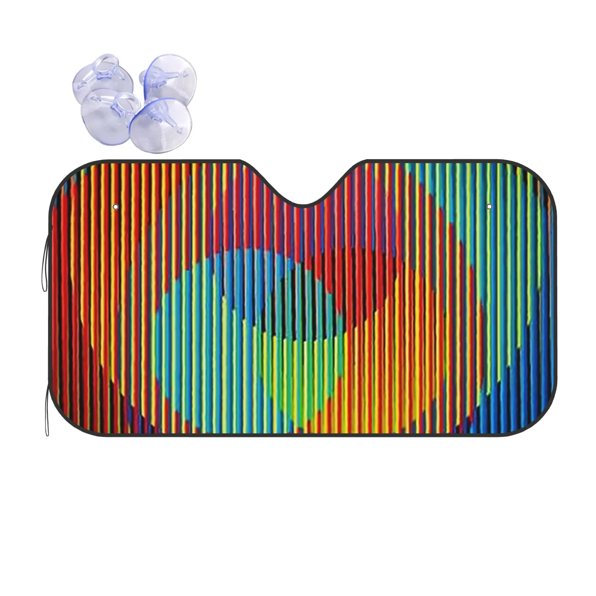 Carlos Cruz Diez Kinetic And Optical Art Car Front Windshield Sun Visor UV Protection Car Sun Shade Aluminum Foil Car Sunshade