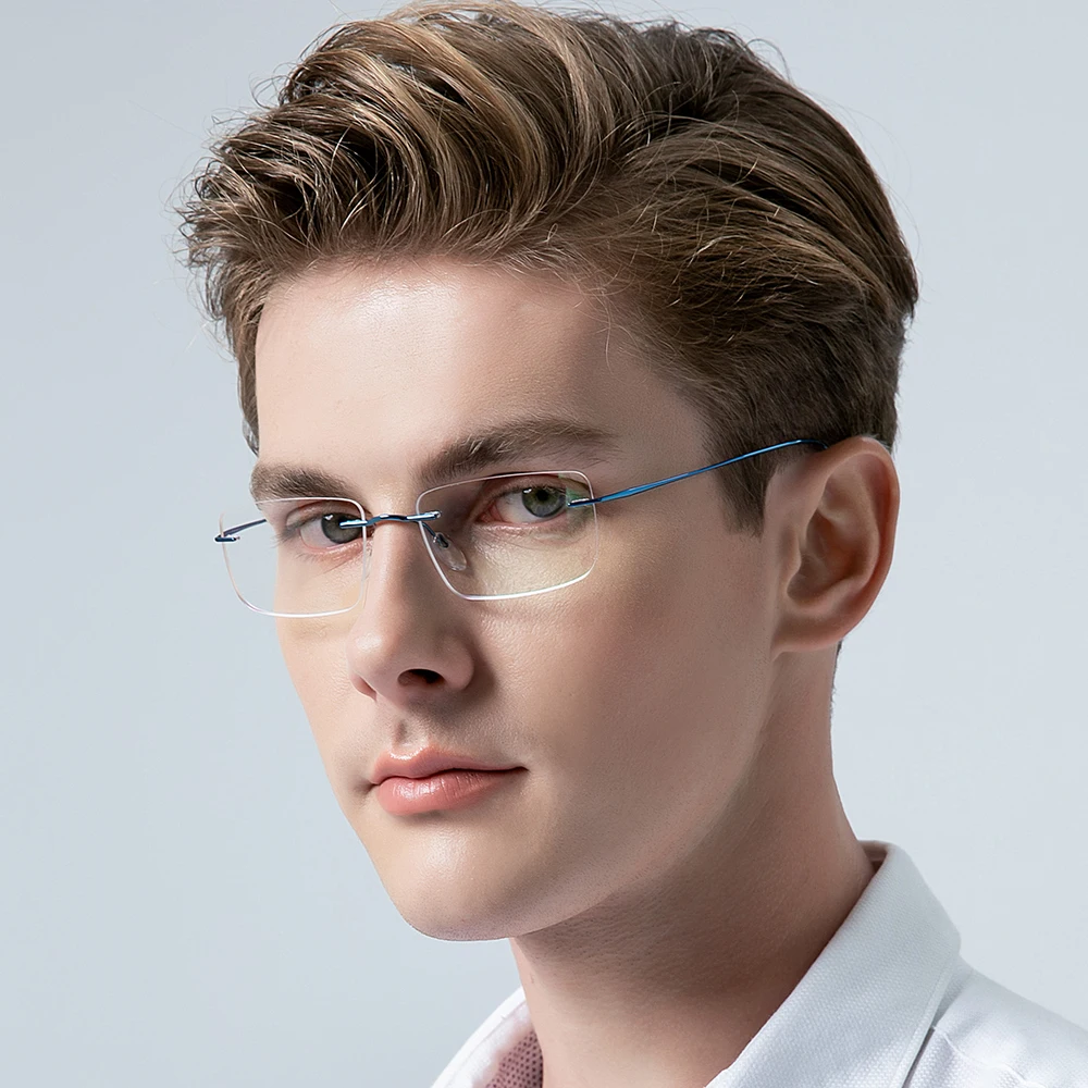 FONEX B Titanium Eyeglasses Frame Men 2020 Women Rimless Square Glasses Korean Eyewear F85634