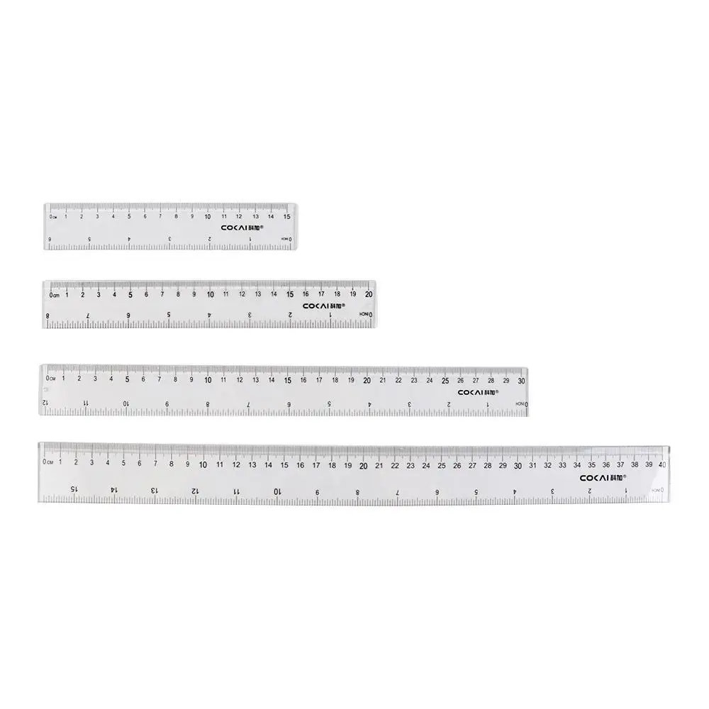 Drawing Tool 15cm 20cm 30cm 40cm Straight Ruler Multifunction Plastic Measuring Ruler Transparent Drawing Ruler Office