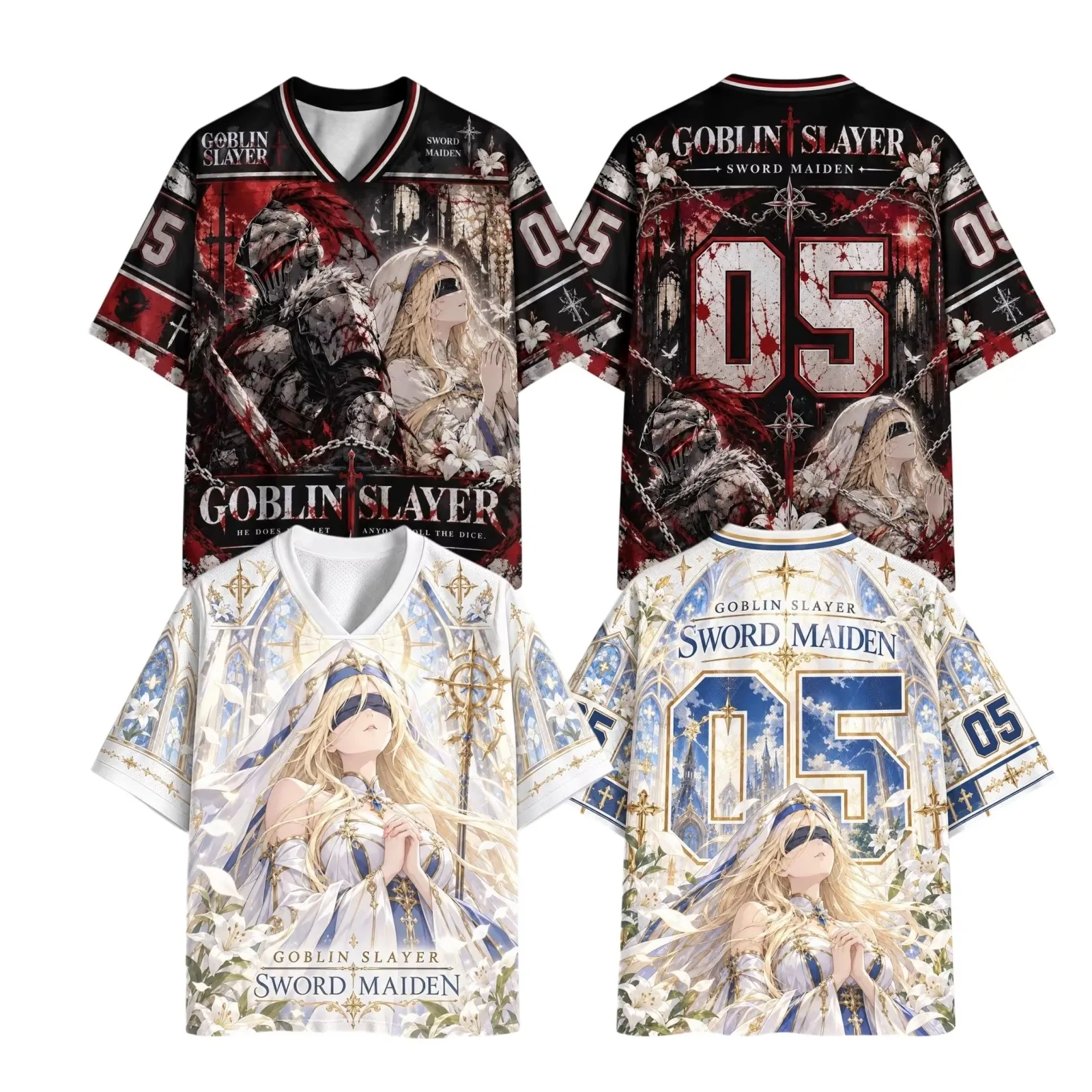 Goblin Slayer Sword Maiden Breathable Football Jersey Men Women Adults Kids Athleisure Family Oversized Y2k Anime Sports T-Shirt