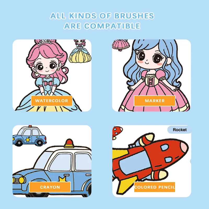 كتاب تلوين الأميرة اللطيفة الكرتونية، كتاب رسم إبداعي للأطفال للنقل #5