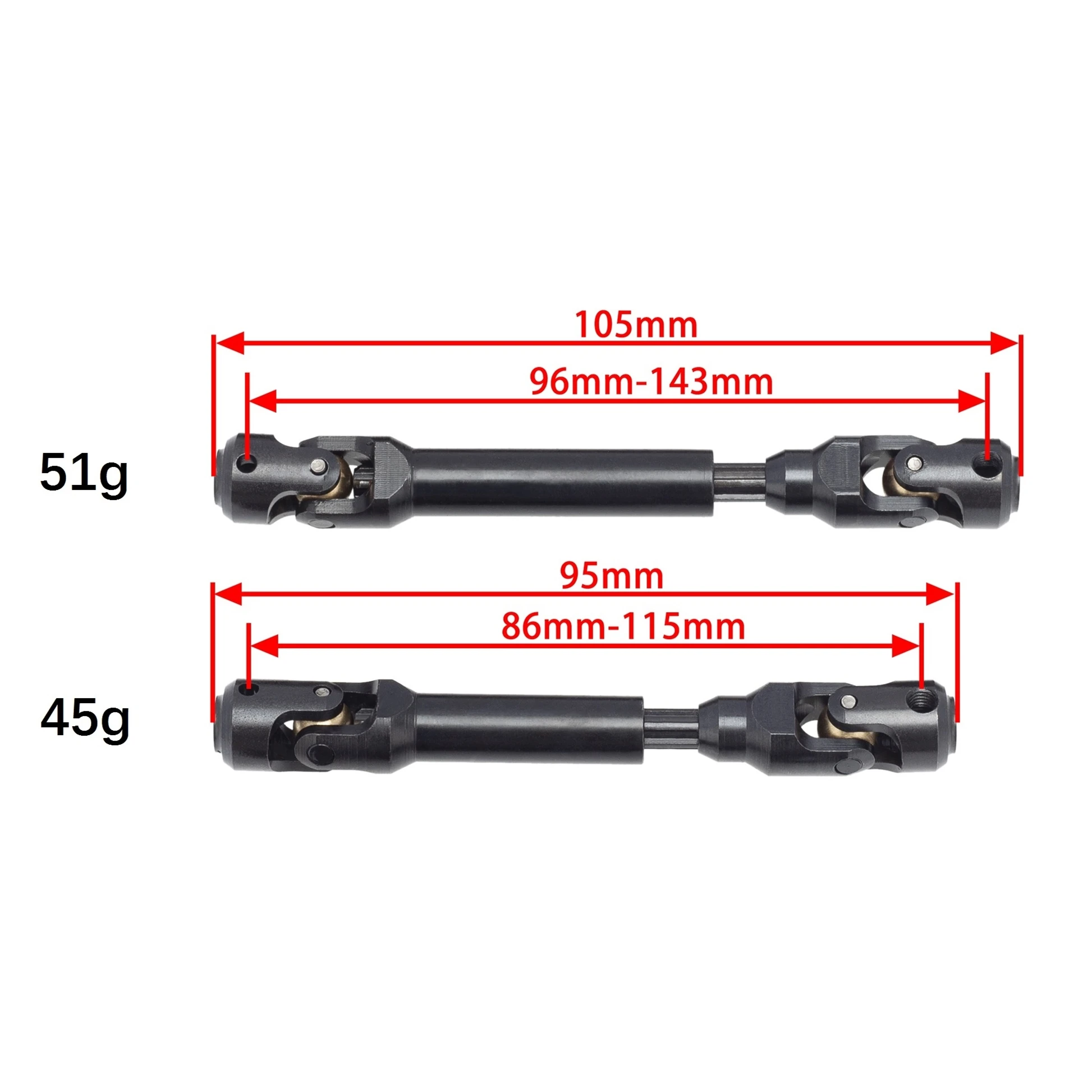 2pcs Drive Shaft CVD IRC00220 for 12.3inch 313mm Wheelbase Axial SCX10 & SCX10 II 1/10 RC Crawler Car Upgrade Parts