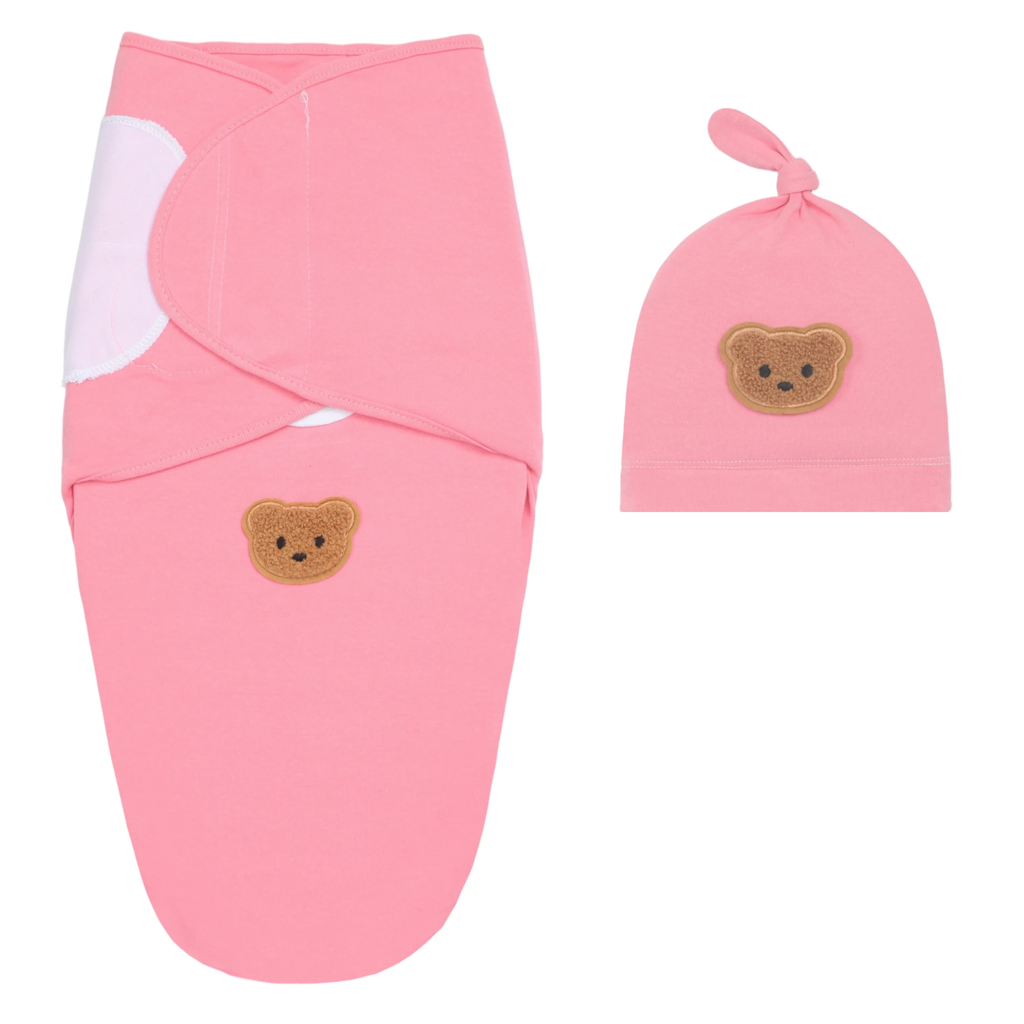 

Нежное хлопковое одеяло-пеленка и шапочка для девочек, подходит для 0-3 месяцев, комфортное, дышащее, весна-лето-осень