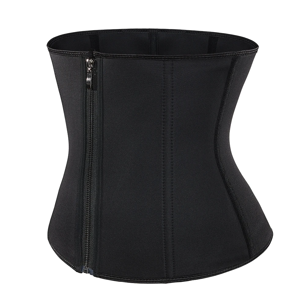 Nude/Black Women Zip Up Waist Trainer XS To 6XL Body Shapewear Neoprene Waist Shaper With 6 Steel Bone