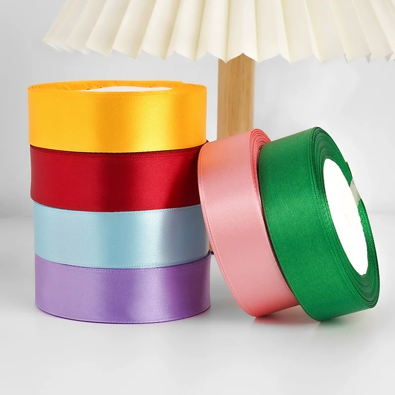 25mm 22yards/Roll Silk Ribbon for Handmade Garment Accessories Bow Wedding Christmasand Decoration DIY Gift Packaging Ribbon