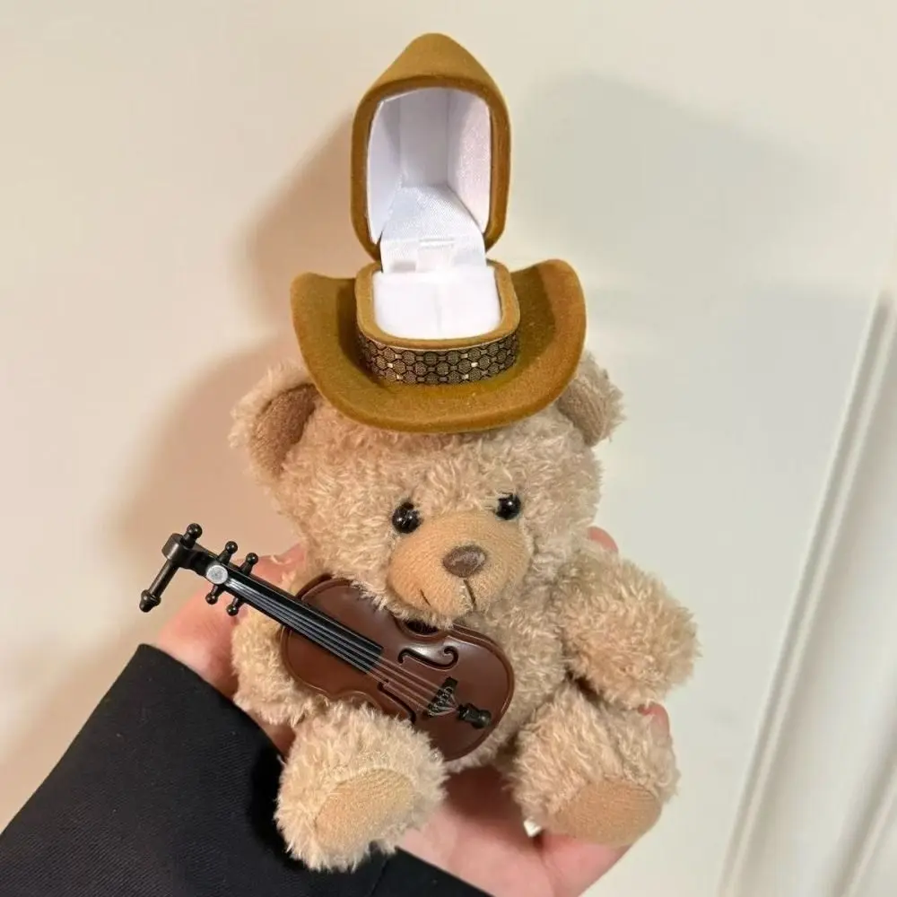 Bear Plush Puppy Doll Ring Box Dog Engagement Ring Wedding Ring Case Plush Stuffed Couple Rings Holder Valentine's Day gift