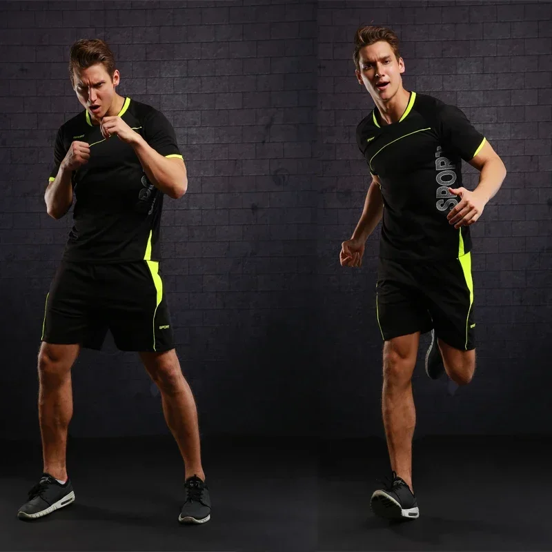 Running Sets Men Sportswear Short sleeve Clothes Fitness Basketball tennis Soccer Plus Size Gym Clothing 2 pieces Sports Suits