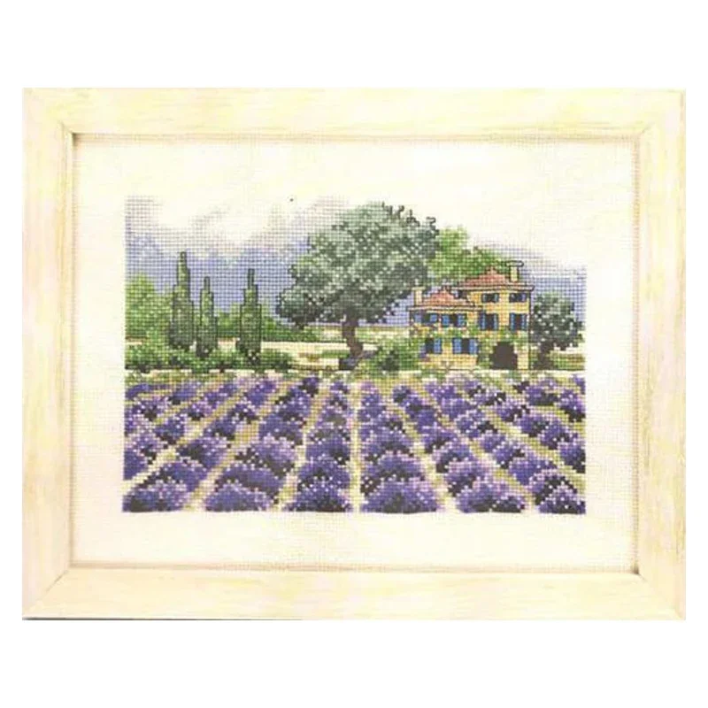 Amishop Gold Collection Lovely Counted Cross Stitch Kit Lavender Field Flower Countryside Country Farm Permin 92-6313