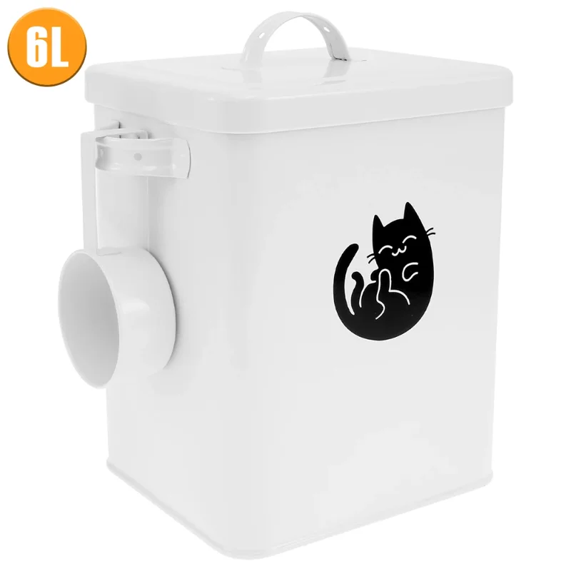 

6L Covered Pet Food Storage Bucket Silicone Gasket Metal Thickened Cat Food Container Large Capacity Dog Food Storage Box