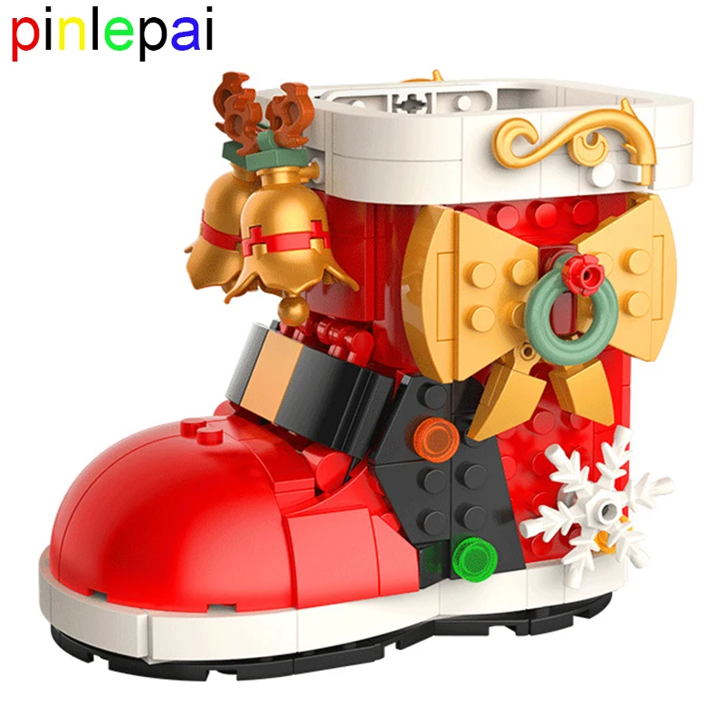 

Pinlepai Jaki Christmas Boot House Building Blocks Bricks Shoe Block Series Santa Claus Gift Decoration Brick Model Children Toy