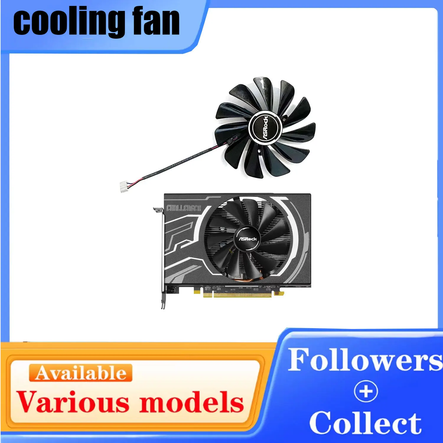 DIY Cooling Fan 95MM 4PIN RX5500 XT GPU Fan for ASROCK Radeon RX5500XT 8GB Challenger ITX OC Graphics Card