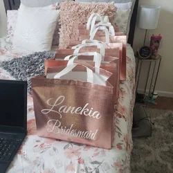 Personalized Wedding Bridesmaid Gift Laser package Bridal Party Tote Bridesmaid Bags Bride Shower Proposal Bachelorette Tote Bag