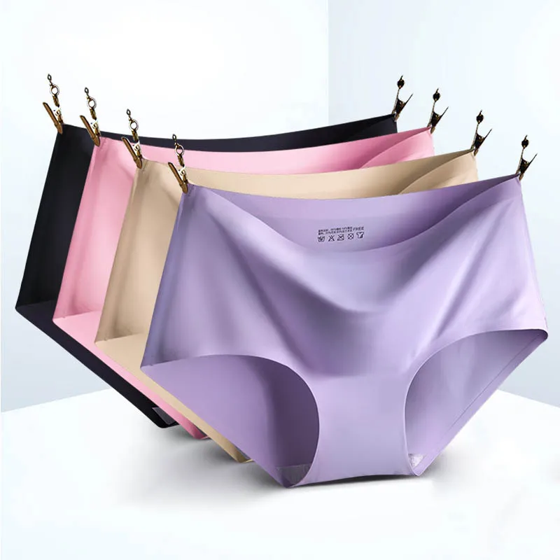 CINOON 3 unids/lote de bragas sexis sin costuras, ropa interior de seda helada, ropa interior cómoda para mujer, bragas de tiro bajo a la moda,