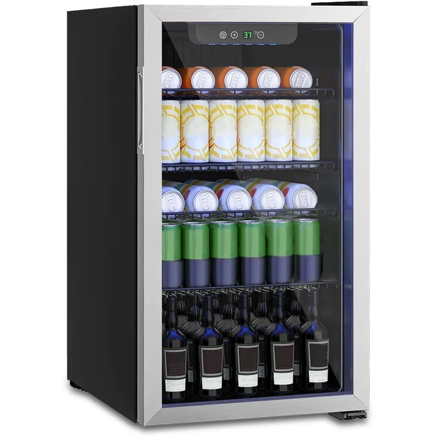 

Компактный мини-холодильник 126, банка/3,2 куб. фута для газированного пива или вина, портативный небольшой холодильник для напитков со съемным цифровым дисплеем