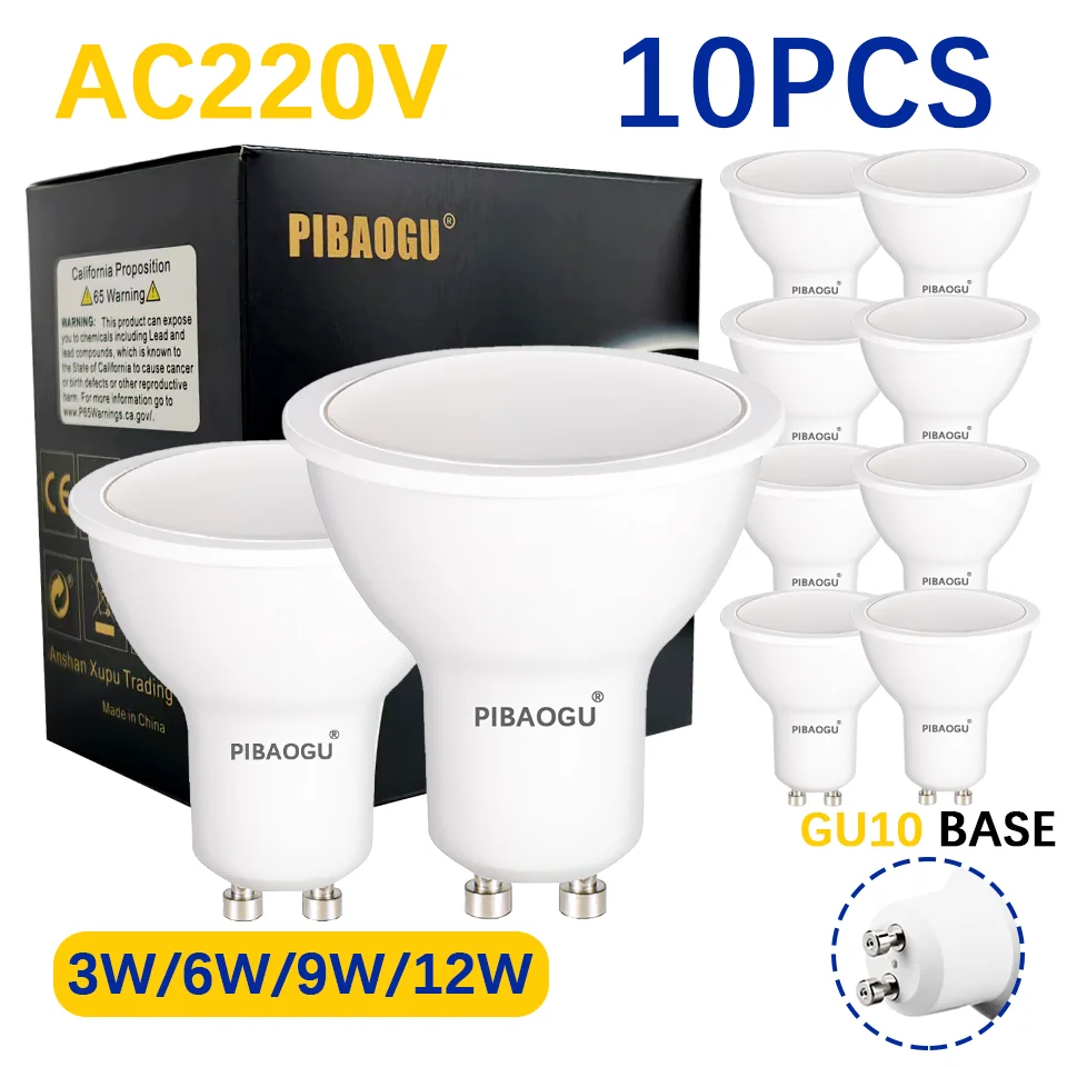 10PCS GU10 Led Spotlights LED Lights Bulbs AC220V Energy Saving Bulbs Bombillas Replace The 50W Halogen Lamp For Home Decoration