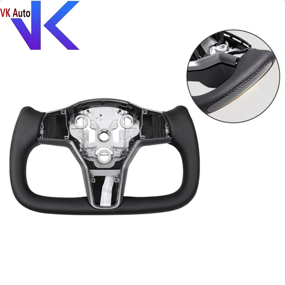 

For Tesla 22-23 Model Y Black Yoke With Heated Steering Wheel Assembly Accessories