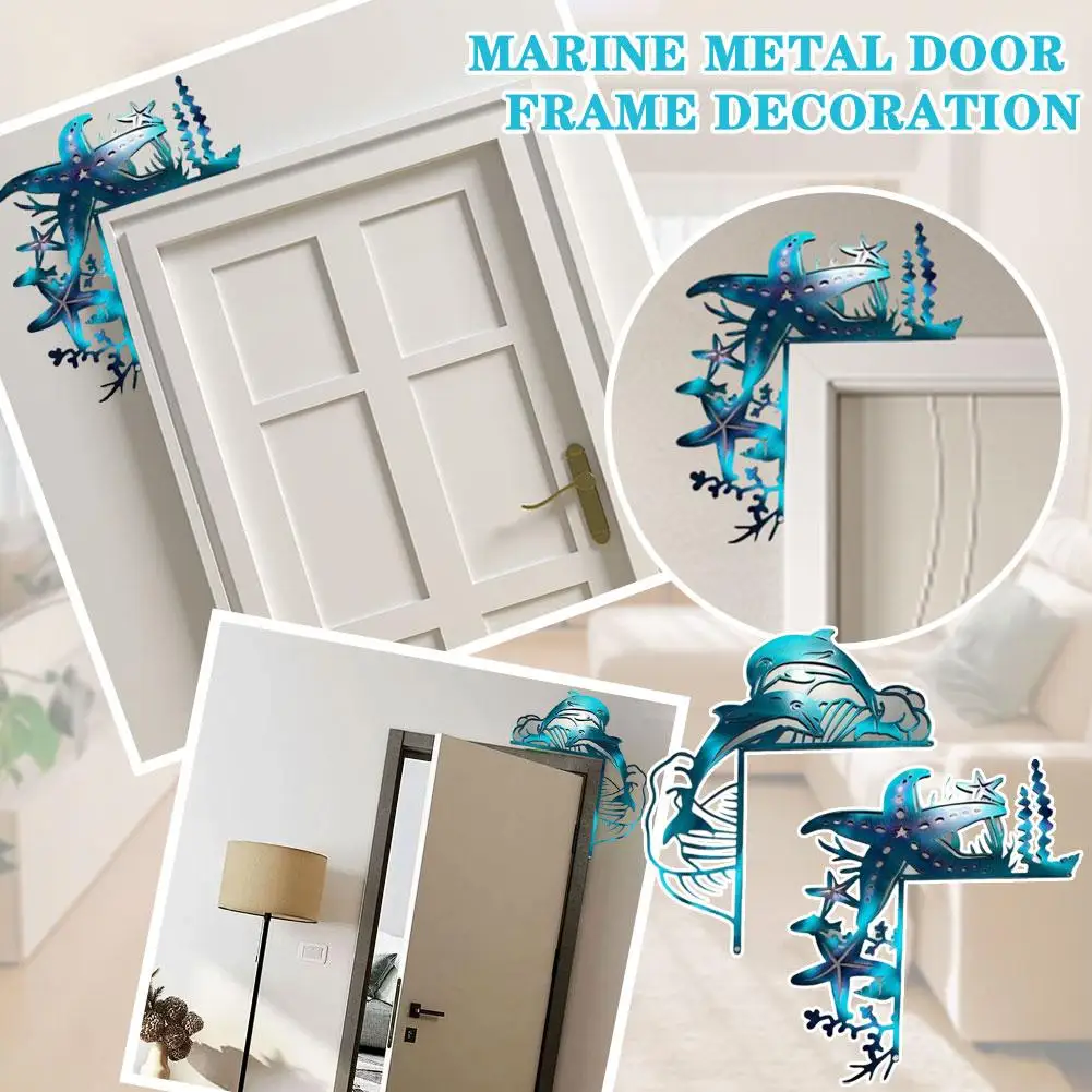 Marine Metal Door Frame Decoration Dolphin Starfish Practical Resistant Door Decoration Rustproof Frame Corrosion Z5W2