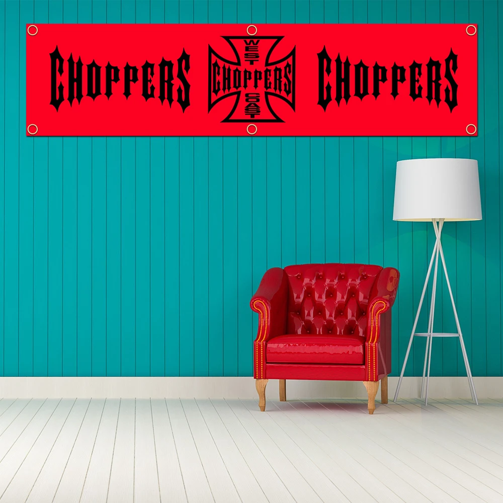 45x180cm West Coasts Chopper Motorcycle Banner Flag Polyester Printed Garage Wall Art Outdoor Decorations Tapestry