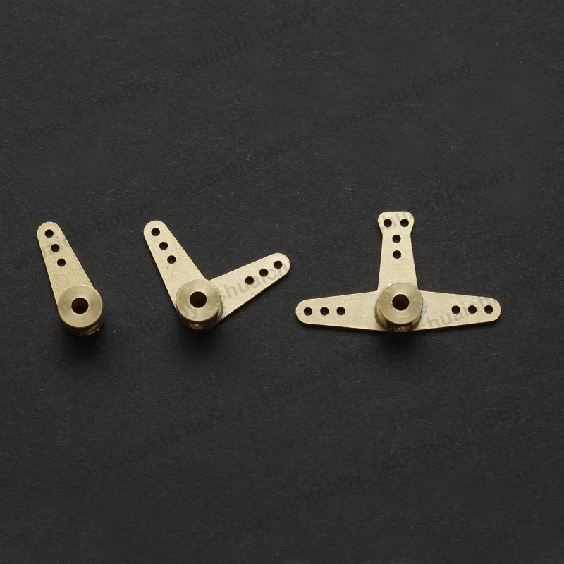 5PCS Brass Rocker Arm Center Hole Dia 2.5mm T-shaped/L-shaped Rudder Steering Servo Arms DIY Assembly Parts for RC Model Boat