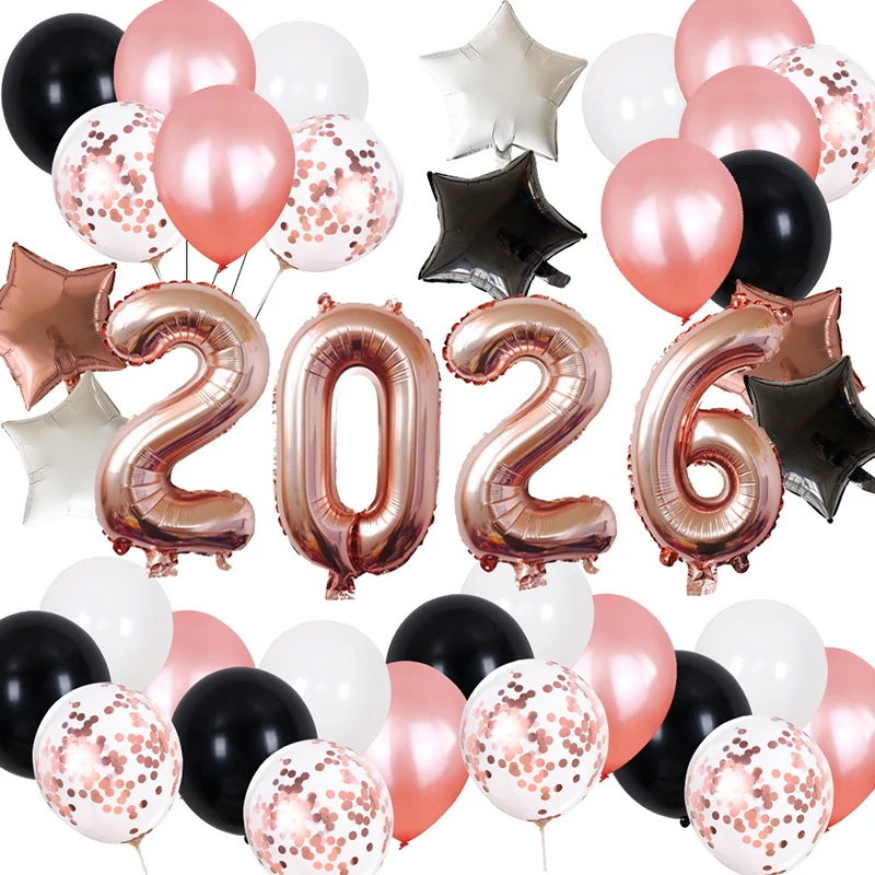 

32-дюймовый воздушный шар из алюминиевой фольги, 2026 воздушные шары с номерами, рождественские украшения для дома, новогодняя вечеринка, 2026 Декор, товары для вечеринок