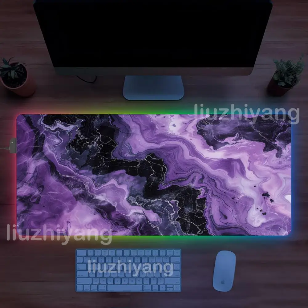 Liquid Vortex Mouse Pad RGB Lighted Mousepads Mechanical Keyboard Pads Office Computer Accessories LED Anti-slip Game Table Mats
