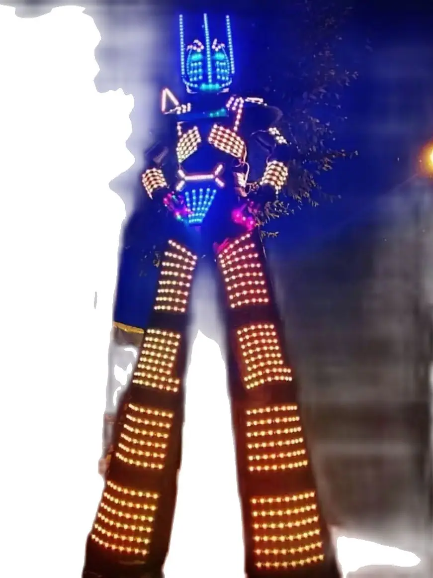 Pixéis led traje do robô roupas palafitas walker traje luzes led cor cheia inteligente trajes de dança para festa