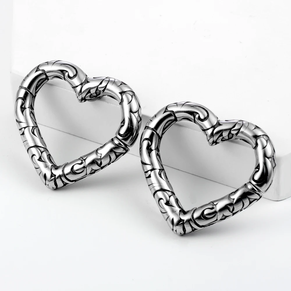 Giga 1/2Pcs 5mm(4g) Heart Stainless Steel Ear Weights Hanger Gauges Expander Magnetic Ears Stretcher Piercing Body Jewelry Punk