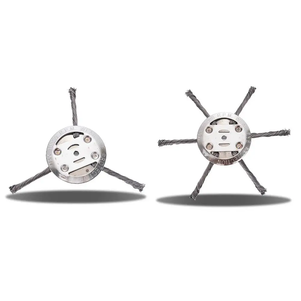 6 นิ้วลวดเหล็กหัวล้อTrimmer Head UniversalวัชพืชแปรงFitตรงเครื่องตัดหญ้ากําจัดMossสนิม 3/6 ใบมีด