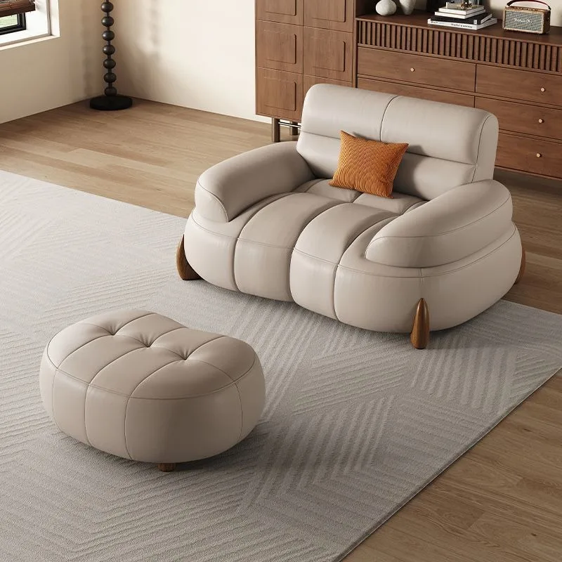 Leather sofa living room leather sofa, Italian sofa modern simple piano curved straight row leather art