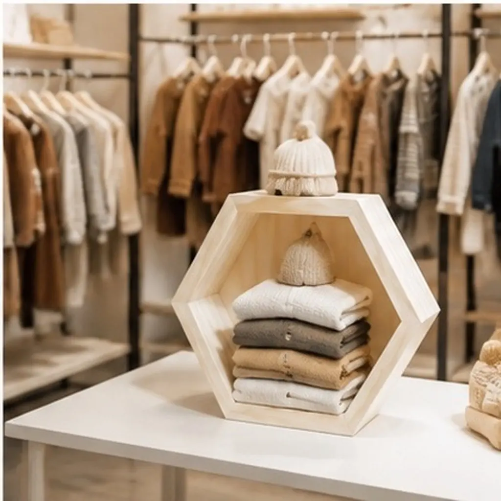 Wall-Mounted Hexagonal Wooden Rack Small-Sized White for Room Decoration Sturdy Creative Honeycomb Design