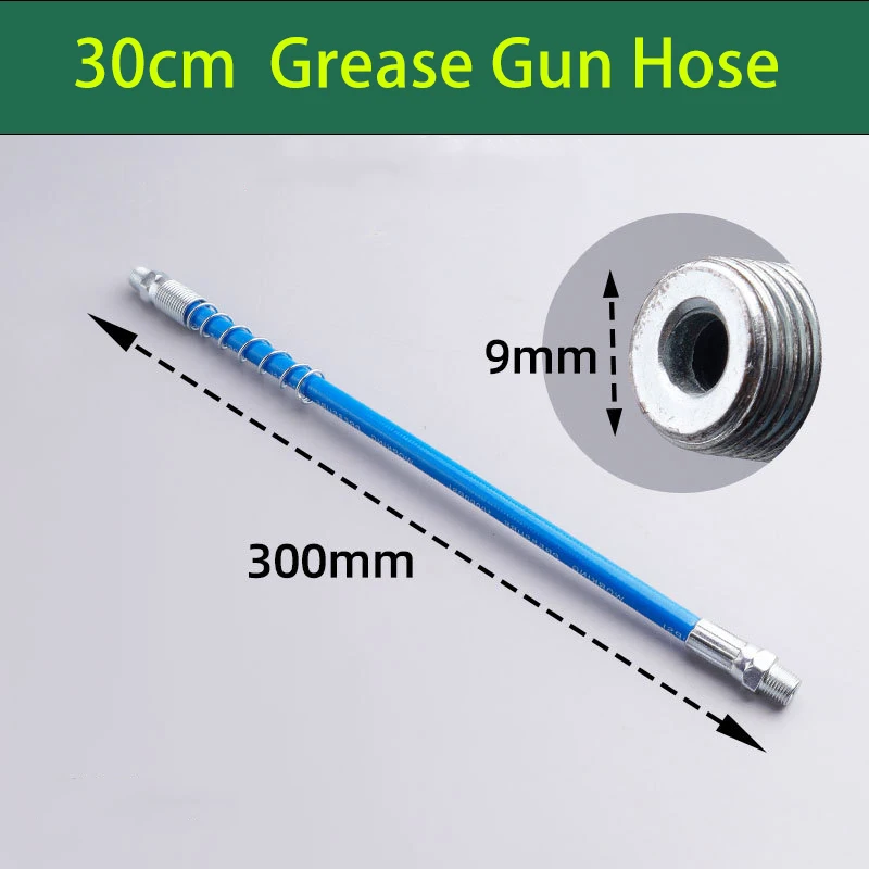 30cm10000PSI Heavy Duty Grease Gun Hose, 1/8 NPT Flexible Lubrication Extension Hose with Spring Protection for Auto Maintenance