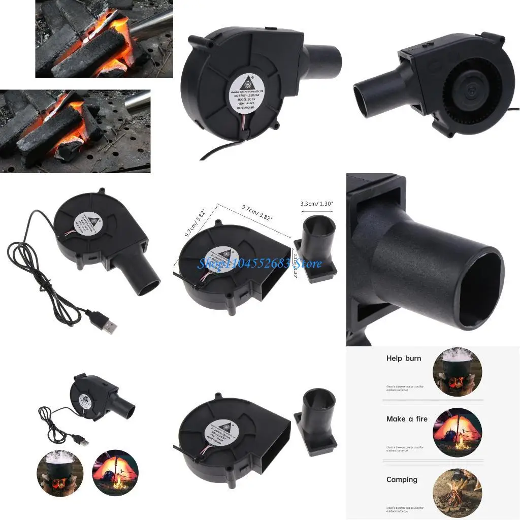 Soplador aire para barbacoa Y6GD, ventilador portátil para barbacoa, ventilador aire para barbacoa, ventilador USB 5V
