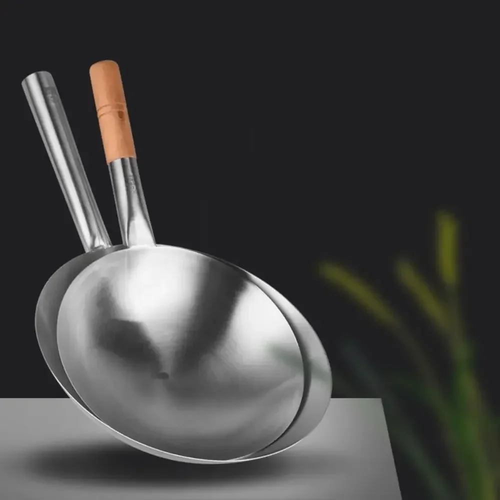 Wok tradicional de acero inoxidable para freír, sartén anticorrosiva de estilo chino, cucharón de agua engrosado para restaurante