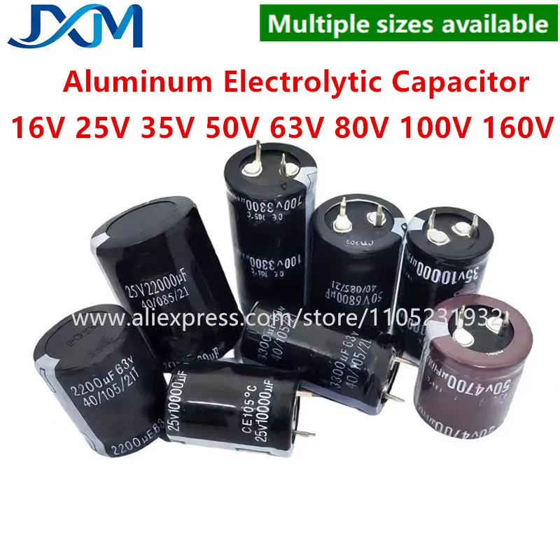 1pcs Aluminum Electrolytic Capacitor 16V 25V 50V 63V 80V 100V 160V 1000UF 2200UF 3300UF 4700UF 6800UF 10000UF 15000UF 22000UF