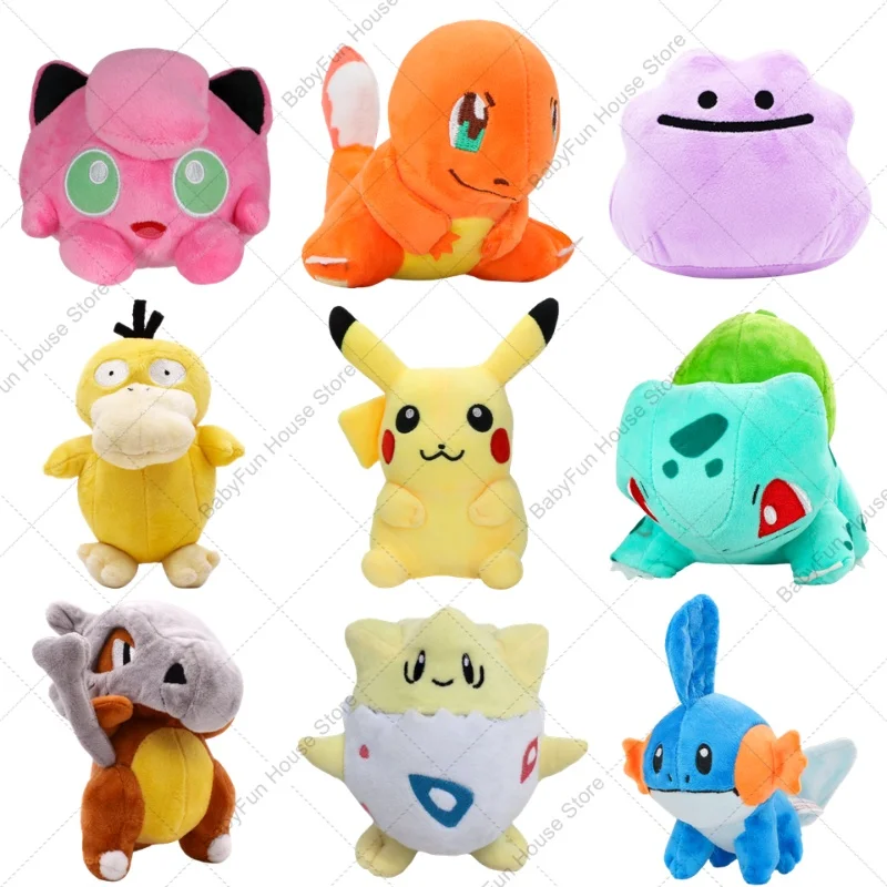 Brinquedos de Pelúcia Pokemon Cubone Ditto Charmander Jigglypuff Snorlax Kawaii Pikachu Togepi Bulbasaur Mudkip Presentes para Crianças