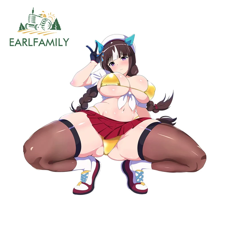 Earl family 13cm x 9,4 cm Anime Mädchen Katzen ohr Auto Aufkleber Hentai interessante wasserdichte Motorrad Stoßstange Aufkleber DIY Dekoration