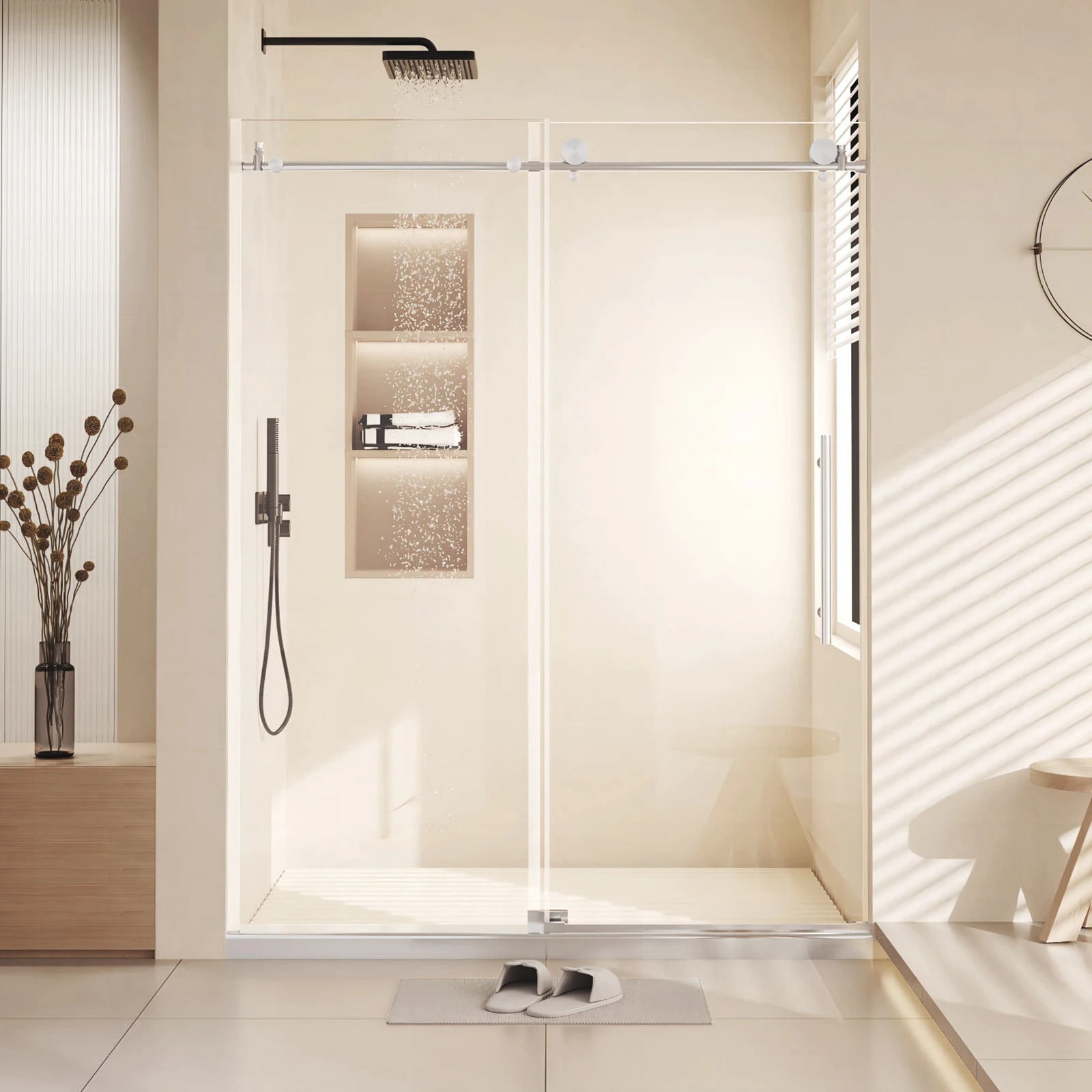 Modern Frameless Shower Door Stainless Steel 60