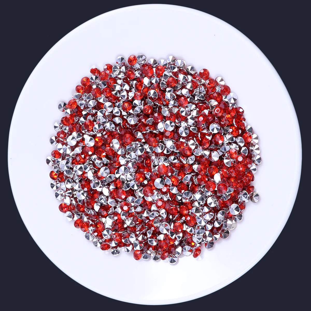 

1000pcs 4.5Mm Acrylic Rhinestone Red Silver Plated Craft Crystal For Nail Art Phone Case Wedding Party Diy Accessories Decor