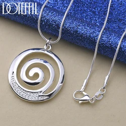 DOTEFFIL 925 Sterling Silver AAA Zircon Round Spiral Pendant Necklace 16-30 Inch Chain For Woman Man Charm Wedding Jewelry